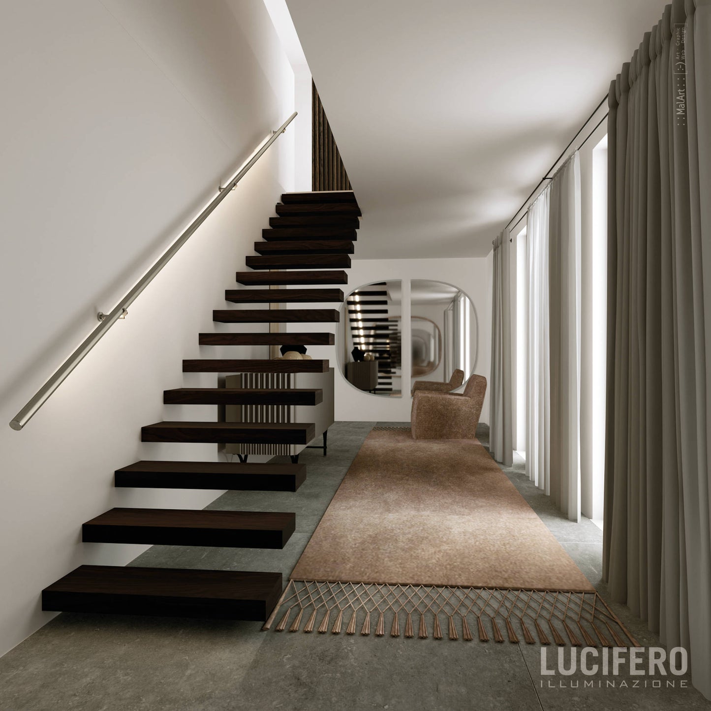 Ooi - Corrimano Luminoso a LED in Acciaio Inox personalizzabile e su misura