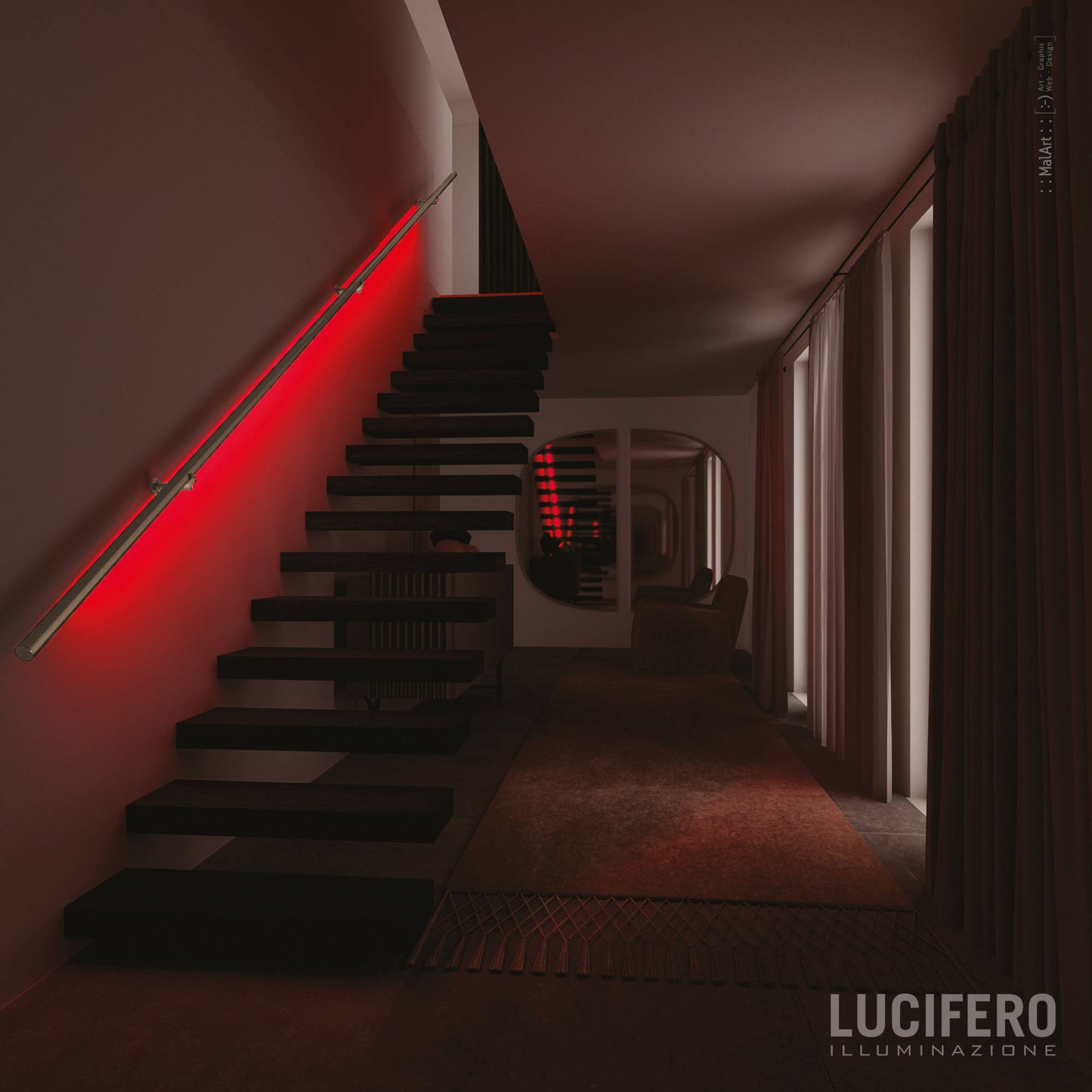 Ooi - Corrimano Luminoso a LED in Acciaio Inox personalizzabile e su misura