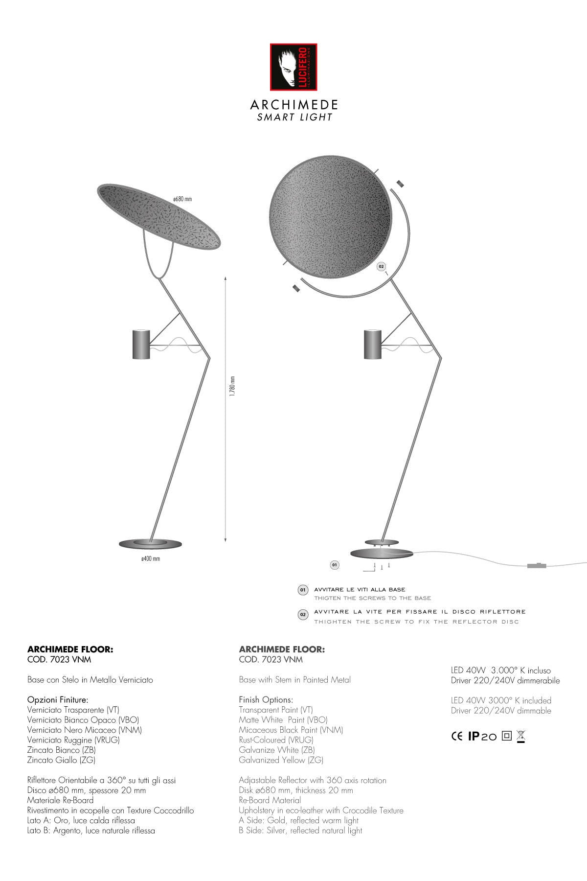 Archimedes Lucifero illuminazione